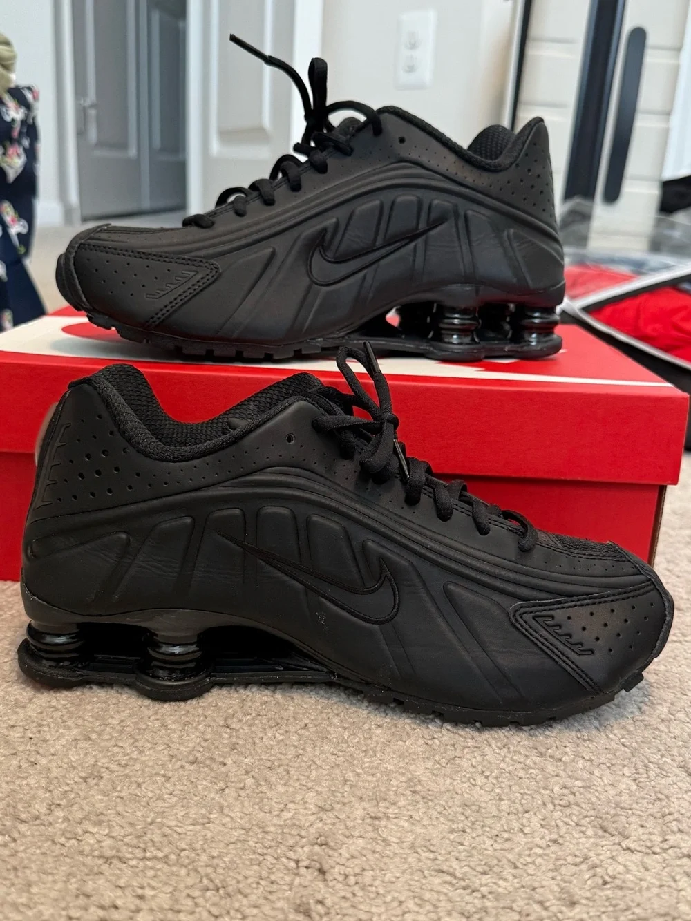 Nike Women’s Shox R4 Black with Max Orange Accents NIB